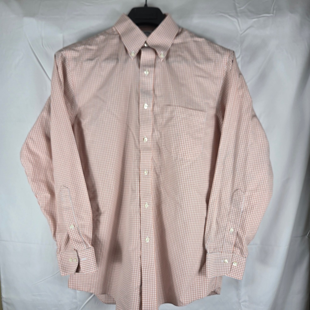 Brooks Brothers 1818 Regent Dress Shirt Mens 15.5 32/33 Orange Gingham Non-Iron - Picture 2 of 9